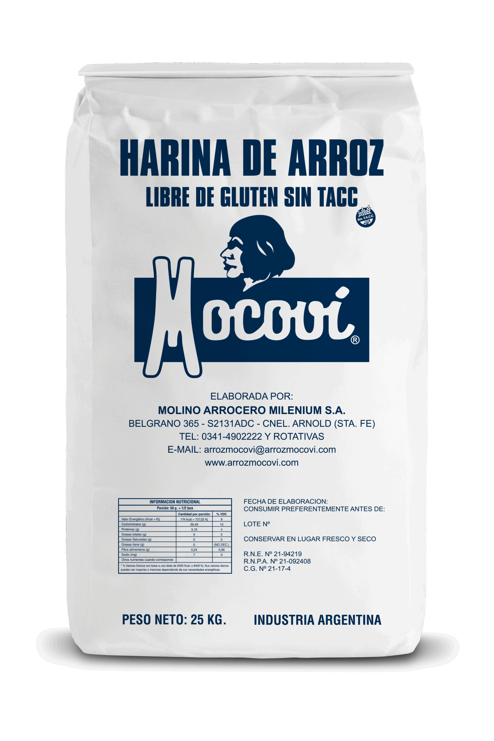 HARINA DE ARROZ MOCOVI X 25 KG